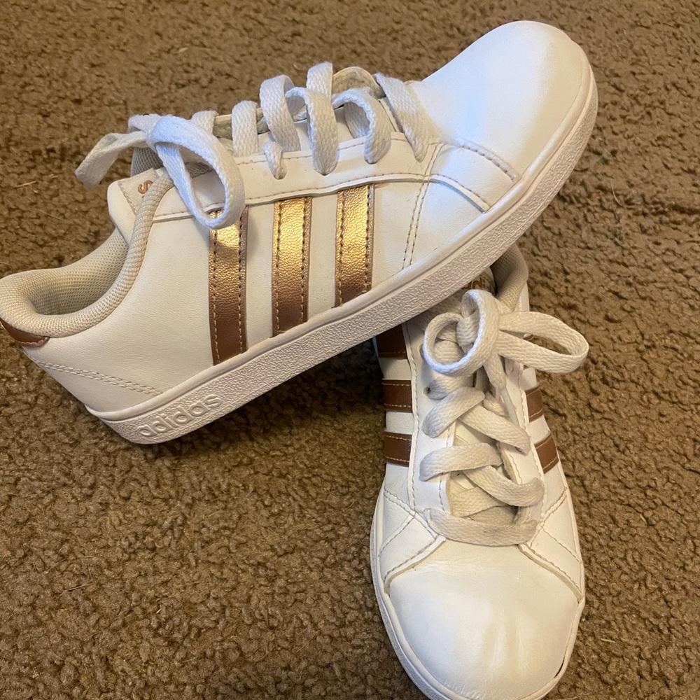 Adidas white and gold girls sneakers size 1